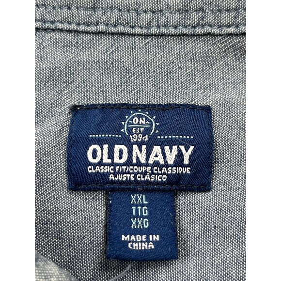 Old Navy Men XXL Chambray Double Pocket Classic Fit Button-Up RN 54023 Shirt - Picture 3 of 9